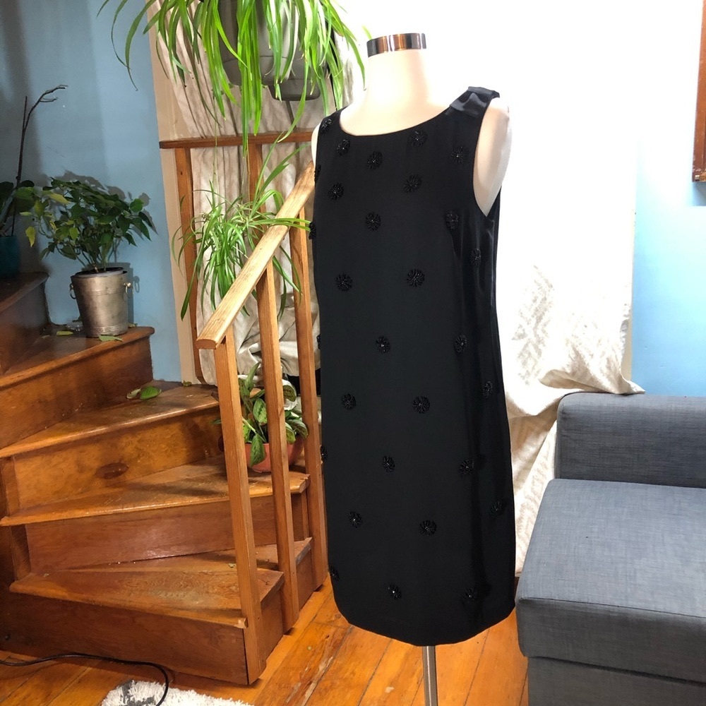 Black Talbots Shift Dress w/ Beaded Embellishments